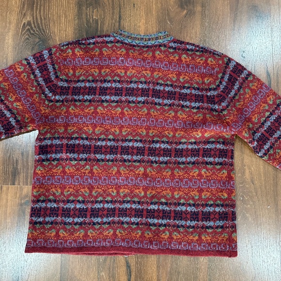 VTG Eagle’s Eye women's 100% Wool Fair Isle Setesdal Sweater Sz Small red - Picture 7 of 8